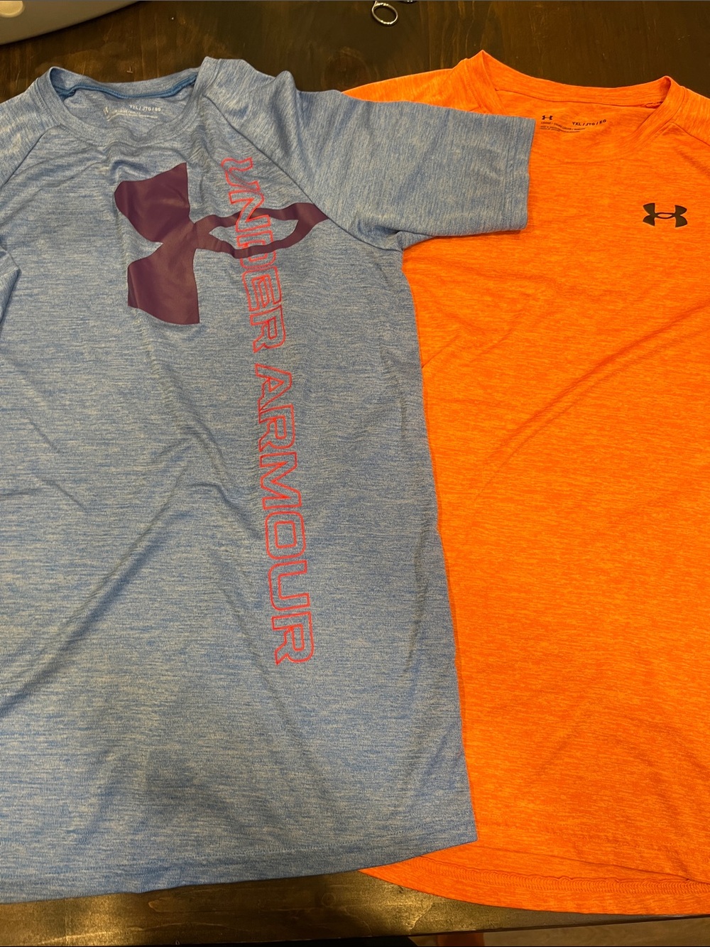 Boys YXL Under Armour Heather Blue & Bright Orange Performance Tees